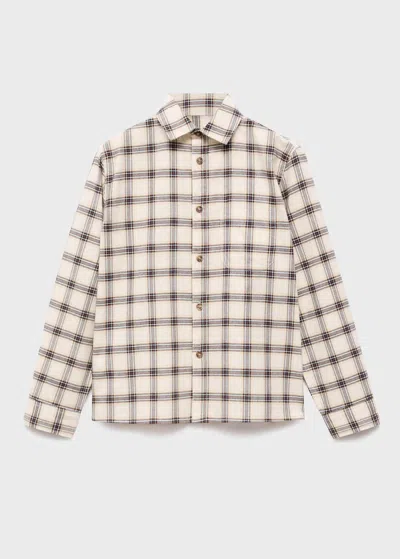 Mango Kids' Check Shirt Ivory White