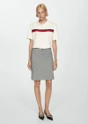 Mango Check Skirt With Decorative Bow Grey In Grey