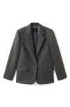 Mango Check Wool Blend Blazer In Gray