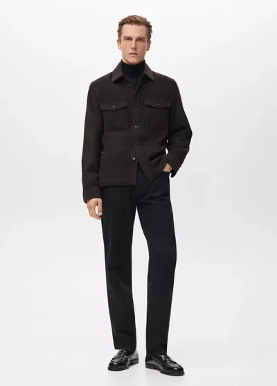 MANGO CHECK WOOL-BLEND OVERSHIRT