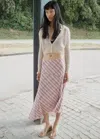 Mango Checked Asymmetric Skirt In Pink