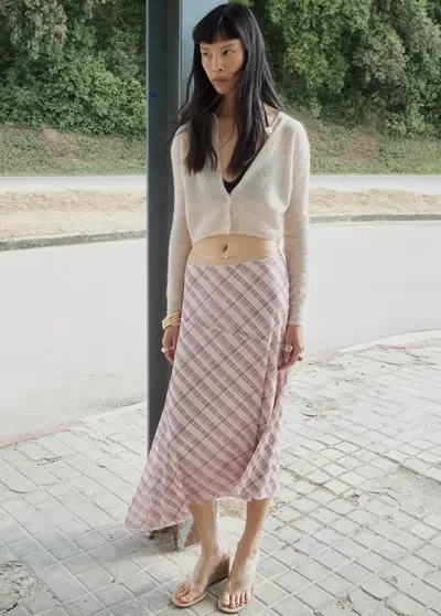 Mango Checked Asymmetric Skirt In Black