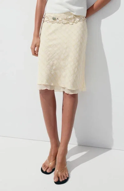 Mango Checked Midi Skirt In Yellow