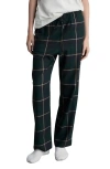 Mango Checked Straight Pants In Green