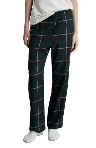 Mango Checked Straight Pants In Green
