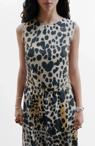 Mango Cheetah Print Sleeveless Cotton Crop Top In Animal Print