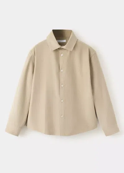 Mango Kids' Chemise 100 % Coton En Velours Côtelé In Sable