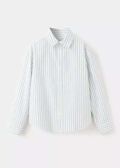 Mango Kids' Chemise 100 % Coton Rayures Combinées In White