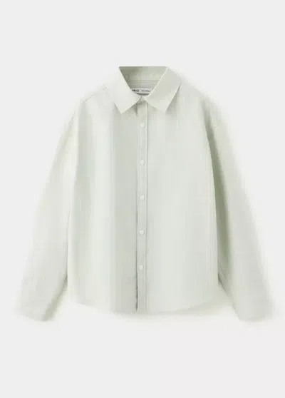 Mango Kids' Chemise 100 % Coton Rayures In Green