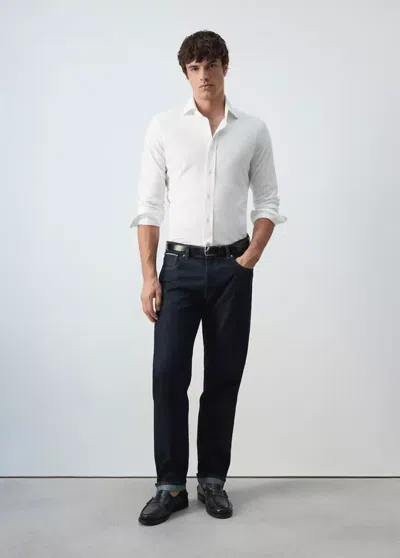 Mango Chemise 100 % Coton Slim-fit In Blanc