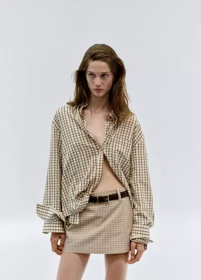 Mango Chemise À Carreaux En Coton In Brown
