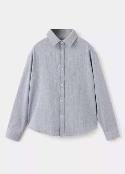 Mango Kids' Chemise À Carreaux En Coton In Gray