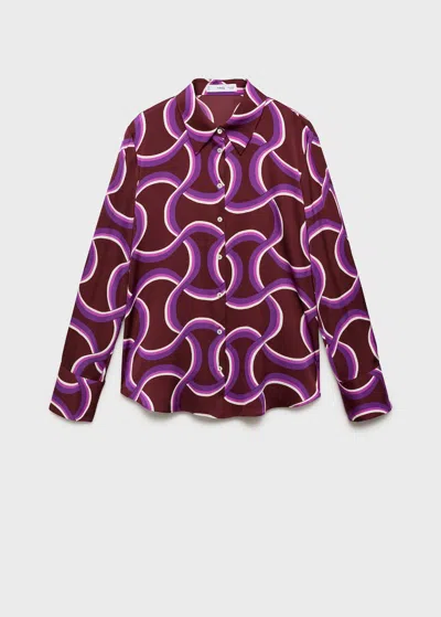 Mango Shirt With Abstract Print In Purple