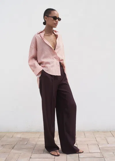 Mango Oversize Striped Shirt In Pink