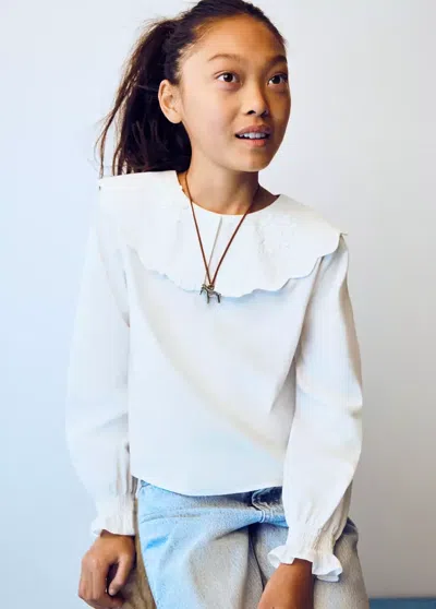 Mango Kids' Chemise Aurora In Blanc