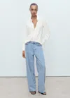 Mango Long-sleeved Flowing Shirt In White