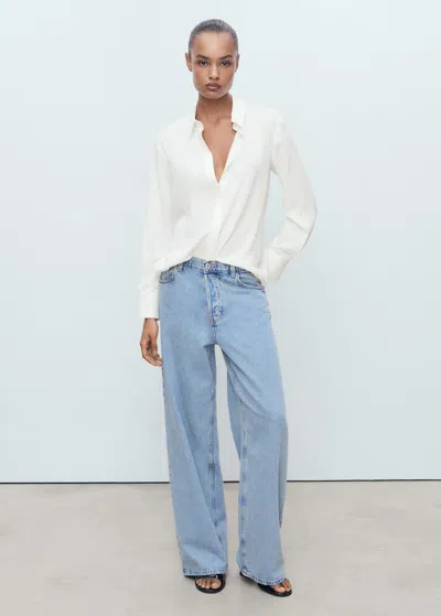 Mango Long-sleeved Flowing Shirt In White