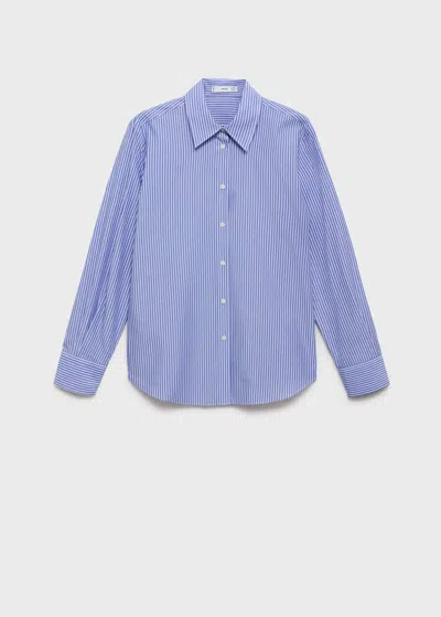 Mango Cotton And Lyocell Blended Shirt In Blue