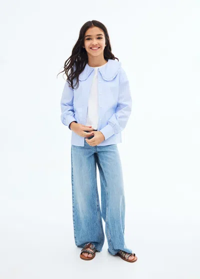 Mango Kids' Double Baby-collar Shirt Blue