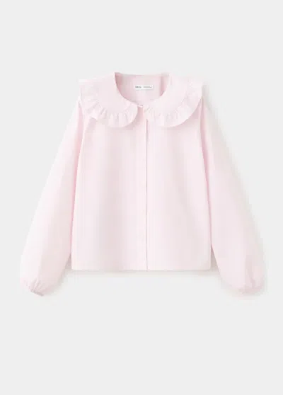 Mango Kids' Chemise Col Claudine In Pink