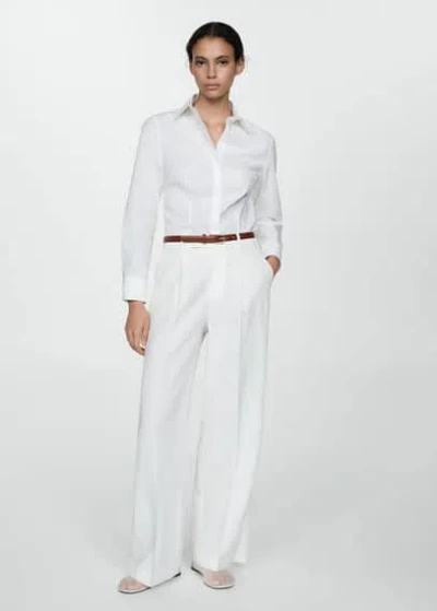 Mango Fitted Cotton Shirt White In Blanc