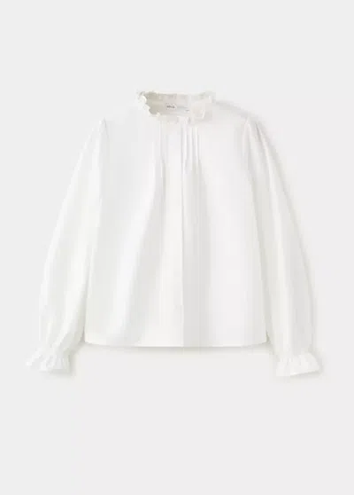 Mango Kids' Chemise Coton Détails Froncés In White