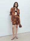 Mango Palm Print Cotton Button-up Shirt