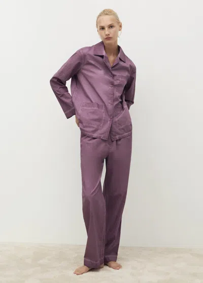 Mango Chemise Coton Garment-dyed Prune - Femme - L -  In Purple