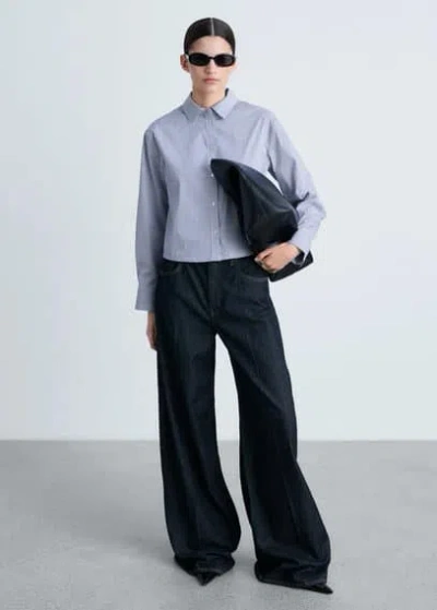Mango Striped Cotton-blend Shirt Sky Blue