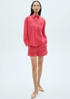 Mango Striped Cotton-blend Shirt Red In Rouge