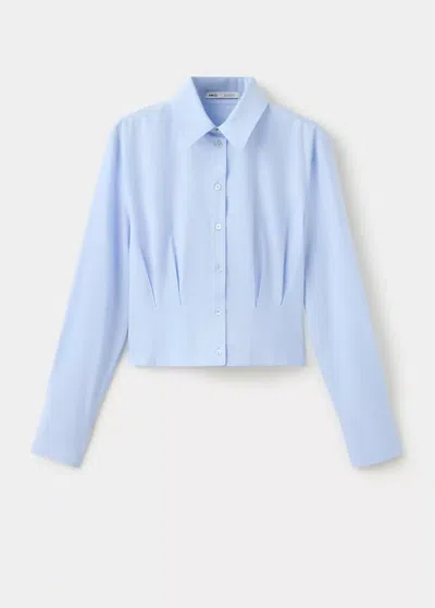 Mango Chemise Coton Pinces In Bleu Ciel