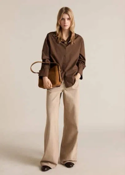 Mango Regular-fit Cotton Shirt Brown