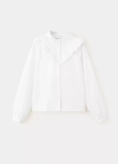 Mango Kids' Chemise Coton Volantée In White