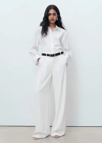 Mango Crop Poplin Shirt In White