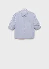 Mango Striped Cropped Shirt In Blue