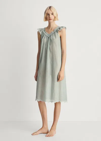 Mango Cotton Nightdress Overdyed Lace Pastel Green