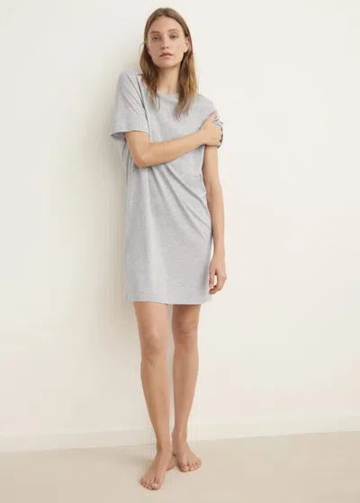 Mango Lyocell Cotton Nightdress In Gray