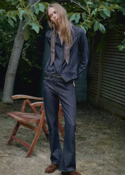 Mango Chemise Denim Col Foulard In Bleu