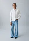 Mango Kids' Shirt With Ruffle Detail White In Blue