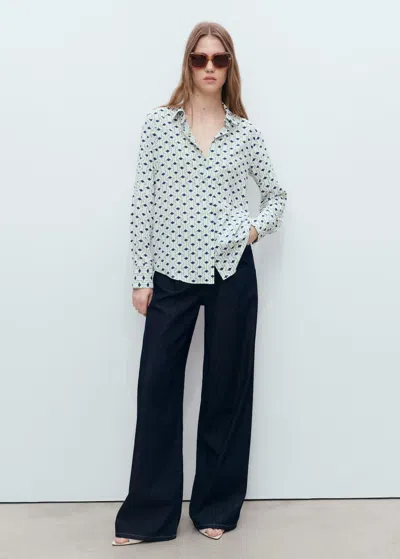 Mango Geometric-print Straight Shirt Blue In Neutral