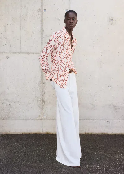 Mango Printed Straight Shirt Russet In Red