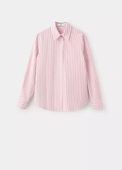 Mango Chemise Droite Mélange Coton Et Lyocell In Pink