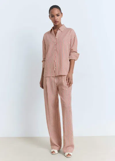 Mango Striped Straight Shirt In Orange