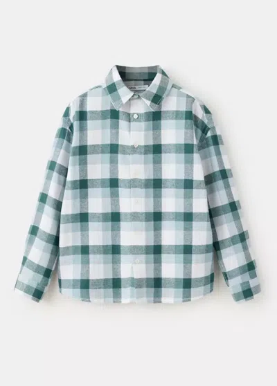 Mango Kids' Chemise En Coton À Carreaux Imprimés In Blue