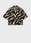 Mango Printed Short-sleeved Shirt Black In Black