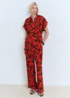 Mango Chemise Imprimée Manches Courtes Rouge - Femme - S -
