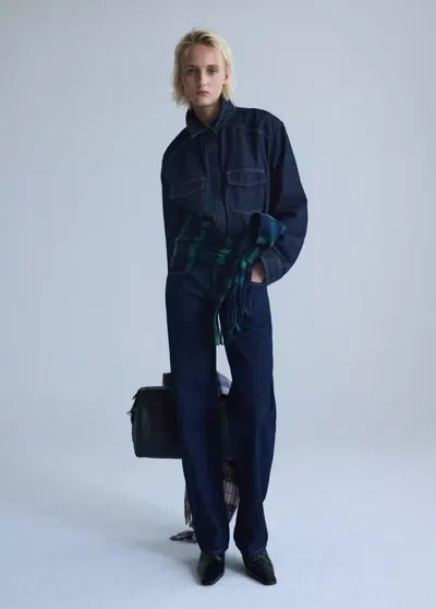 Mango Chemise Jean Poches À Rabat In Blue
