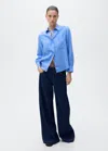 Mango Linen Mix Shirt In Blue