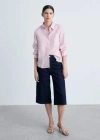 Mango Pocket Linen Shirt Lilac