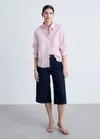 Mango Pocket Linen Shirt Lilac